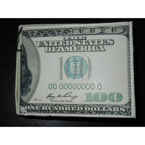 COPY - Old Dollar Bill Print Bi-Fold Vegan Leather Men's Wallet Benjamin Giftbo… - Picture 5 of 6